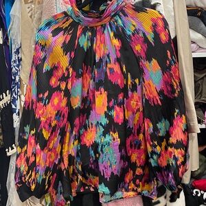 Hazel Vibrant Multicolor Pleated Blouse
